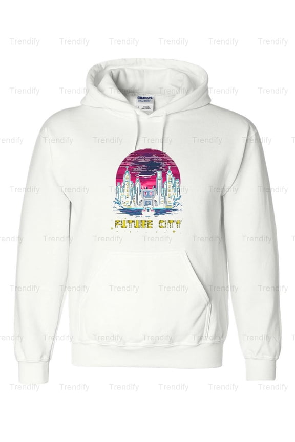 Future City Sci-Fi Dystopian Skyline Aesthetic Graphic Hoodie M3081571, Up to Size 5XL