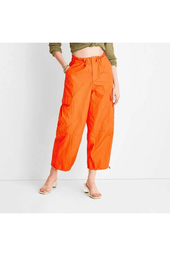 Women's Utility Nylon Cargo Pants - Orange, Medium