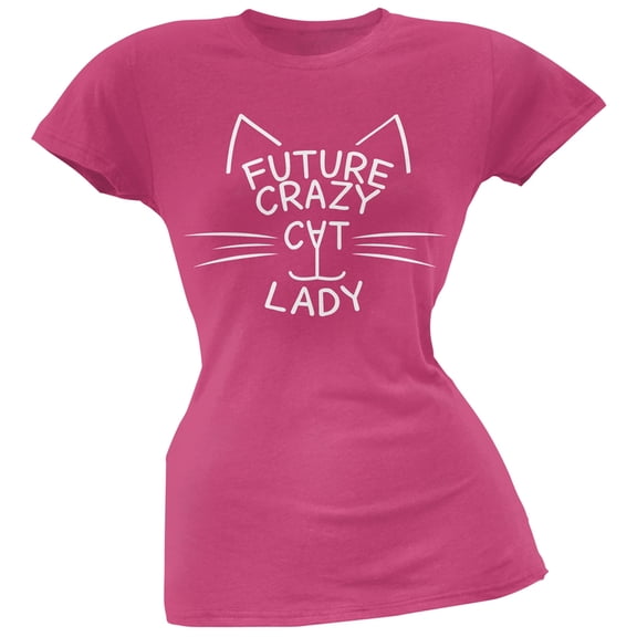 Future Crazy Cat Lady Juniors Pink T-Shirt - Large