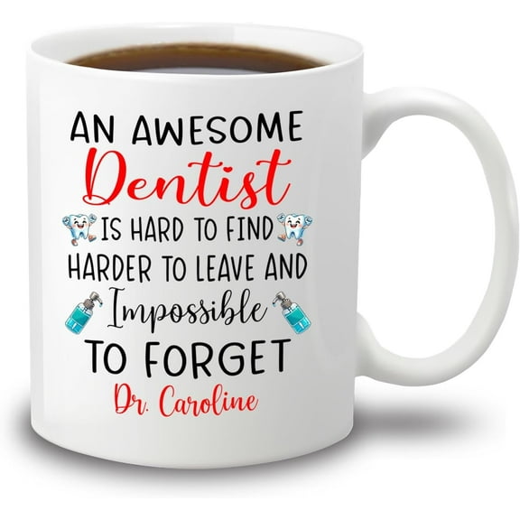 Future Dentist Coffee Mug, Customized Name New Dentist Coffee Cup Gift for Orthodontist Dentists Dental Assistant, Personalized Dental School Graduation Mug Cup, Dental White Ceramic Mugs 11Oz 15Oz