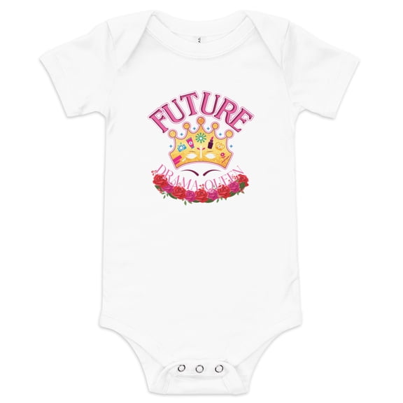 Future Drama Queen Baby Girls short sleeve one piece (White, 3-6m)