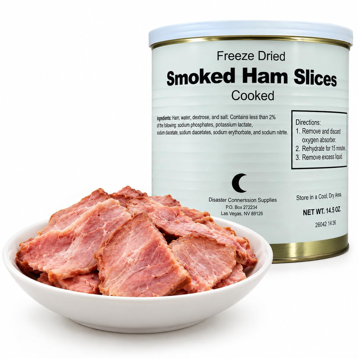 Military Surplus Smoked Ham Slices Canned Meat for Long Term Storage Food- 1 Can