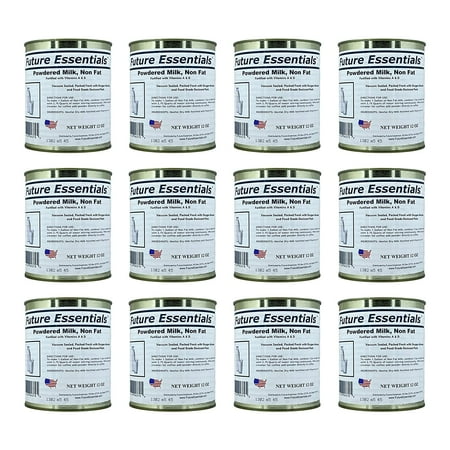 Future Essentials 20 Years Long Shelf Life Drink mixes Emergency Survival Food Canned Powdered Non Fat Milk 12oz/Can -12 Cans ?