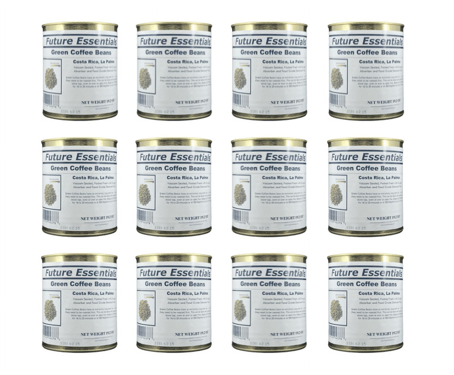 Future Essentials Canned Costa Rican La Palma Green Coffee Beans #2.5/19.2oz/Can- 12 Cans ✅