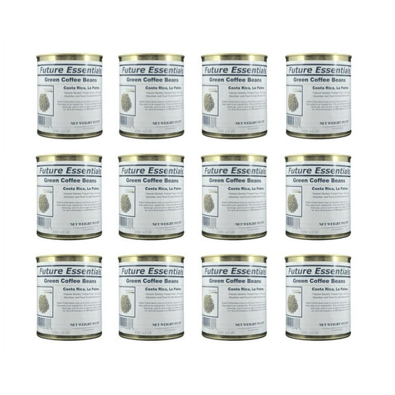Future Essentials Canned Costa Rican La Palma Green Coffee Beans #2.5/19.2oz/Can- 12 Cans 