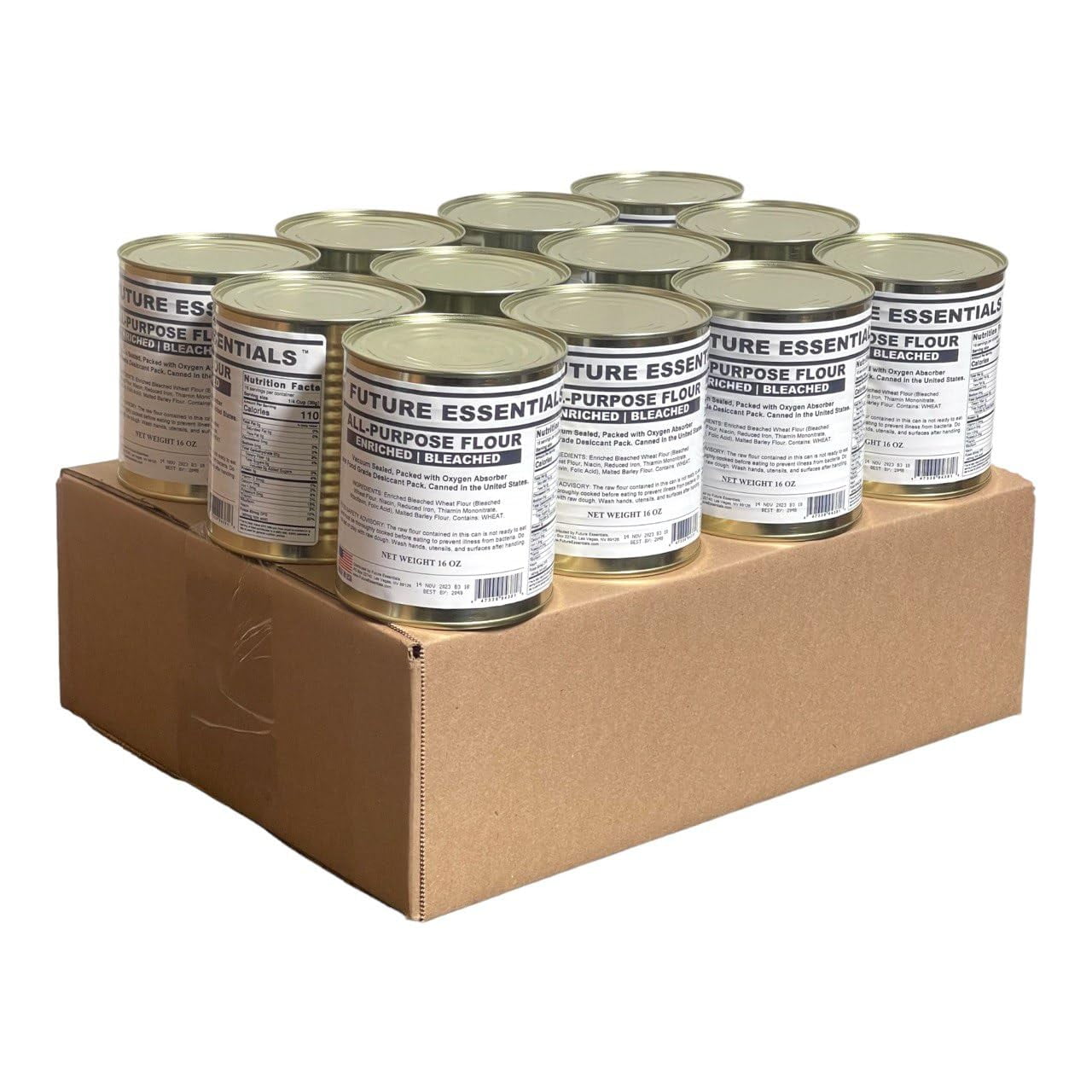 Future Essentials Canned Long Shelf Life All Purpose Emergency Food White Flour-12 Cans