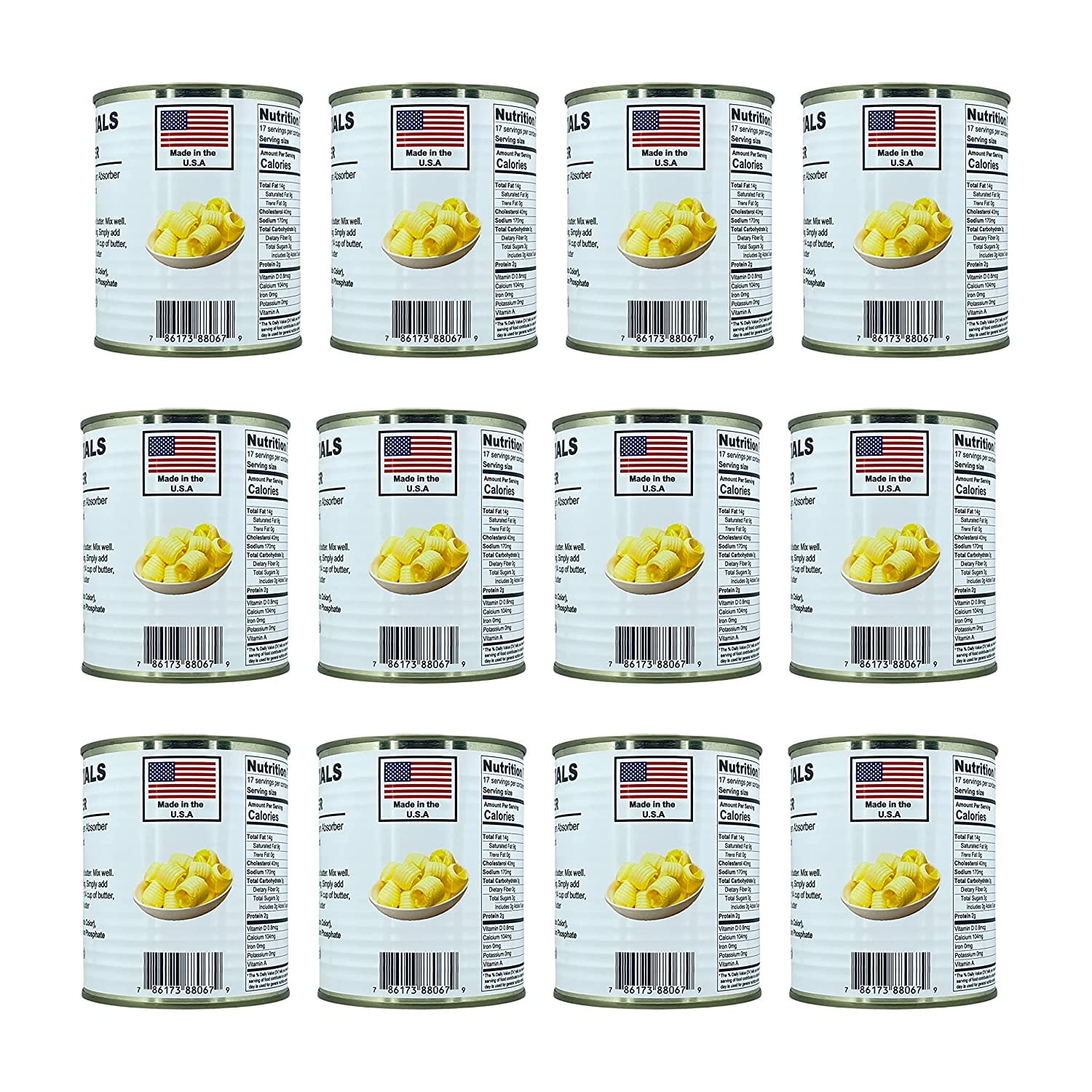 Future Essentials Canned Powdered Butter Emergency Survival Food for Camping and Backpacking #2.5 / 17 Servings/ Can- 12 Cans