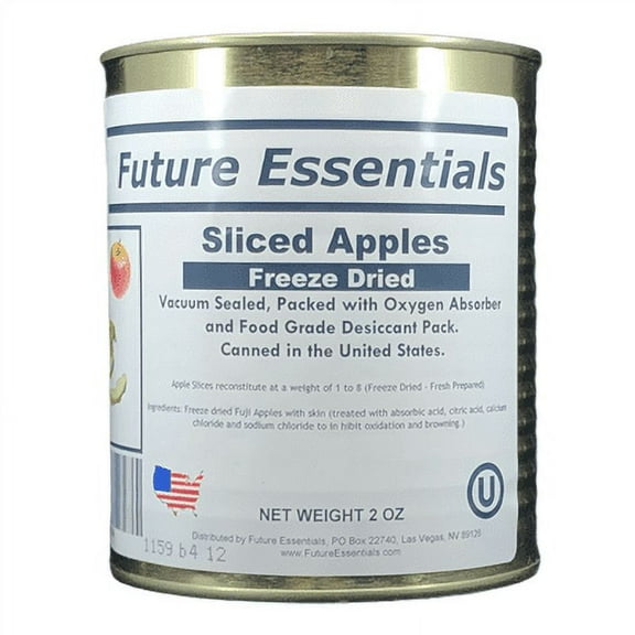 Future Essentials Freeze Dried Emergency Food Kit Bucket Ration Sliced Fuji Apples #2.5 / 2 oz /Can- 12 Cans