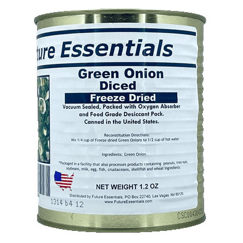 Future Essentials Freeze Dried Long Shelf Life Emergency Food Green Onion #2.5/1.2oz/Can- 12 Cans