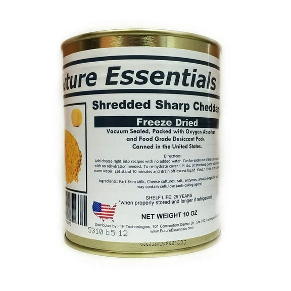 Future Essentials Freeze-Dried Sharp Cheddar Cheese, #2.5 Can, Long Shelf Life Emergency Food - 1 Can Pack (Made in USA)