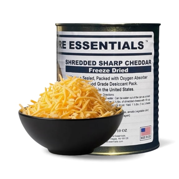 Future Essentials Freeze-Dried Sharp Cheddar Cheese, 1 Pack #2.5 Can, Long Shelf Life Emergency Food (Made in USA)
