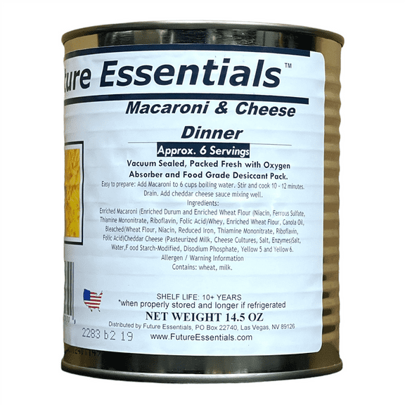 6 Cans Pack - Future Essentials Canned Macaroni & Cheese Long 10+ Years of Shelf Life, #2.5 Can