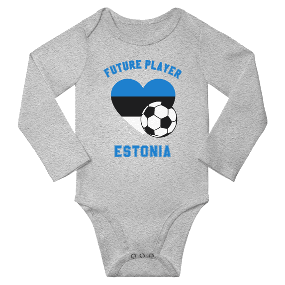 Future Estonia Soccer Player Baby Long Slevve Romper (Gray, 18-24 Months)