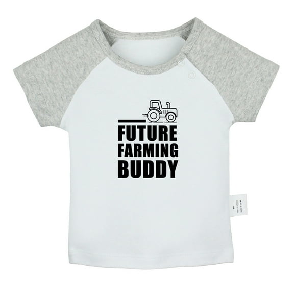 Future Farming Buddy Funny T shirt For Baby, Newborn Babies T-shirts, Infant Tops, 0-24M Kids Graphic Tees Clothing (Short Gray Raglan T-shirt, 18-24 Months)