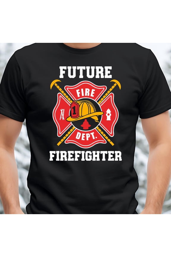 Future Firefighter Dept Maltese Cross Helmet Graphic Novelty Tee Shirt,for men and women up to 5XL