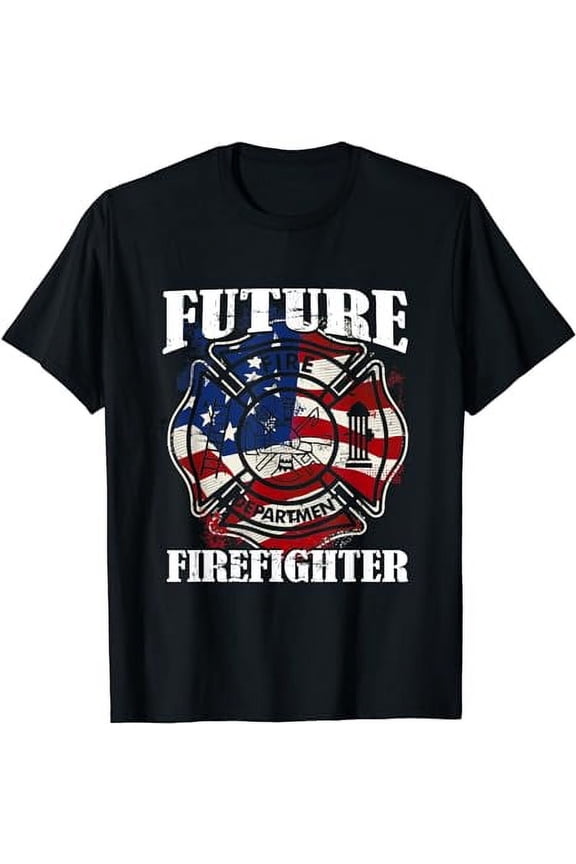 Future Firefighter USA Flag Theme For Birthday Boys Kids T-Shirt