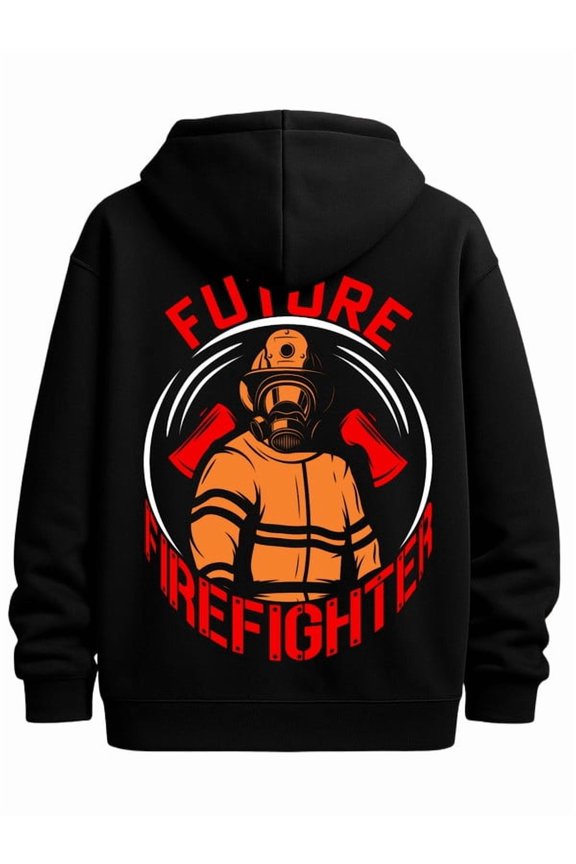 Future Firefighter funny hoodies men's long sleeve black Casual Solid Basic Hooded Sweatshirt Streetwear For Winter Fall Everyday & Formal Wear streetwear Retro Unisex hoodie