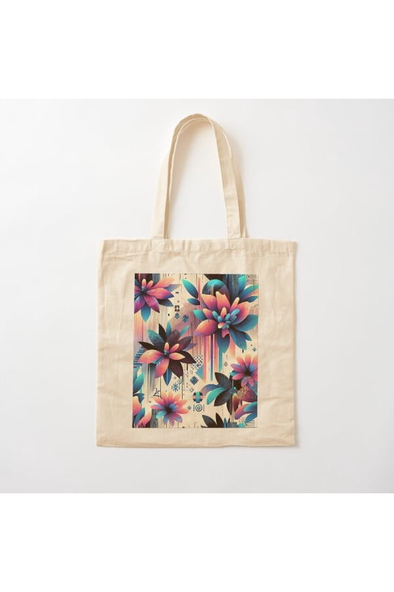 Future Floral Canvas Tote Bags, Reusable Shopping Bag