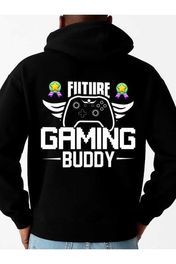 Future Gaming Buddy funny hoodies game for men polyester black Comfortable for Casual Wear graphic merch interesting Original Unisex Shirt Printed tshirts