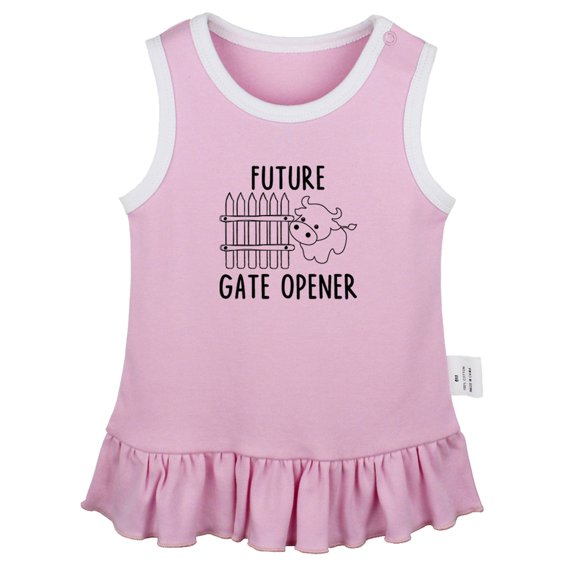 Future Gate Opener Funny Dresses For Baby, Newborn Babies Skirts, Infant Princess Dress, 0-24M Kids Graphic Clothes (Pink Sleeveless Dresses, 12-18 Months)