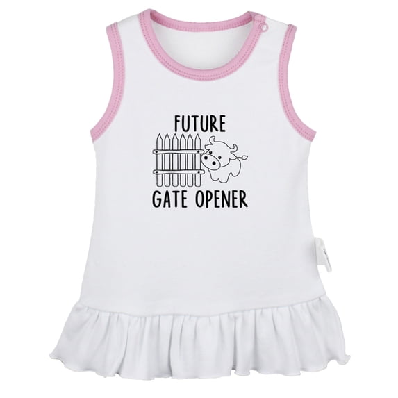 Future Gate Opener Funny Dresses For Baby, Newborn Babies Skirts, Infant Princess Dress, 0-24M Kids Graphic Clothes (White Sleeveless Dresses, 0-6 Months)