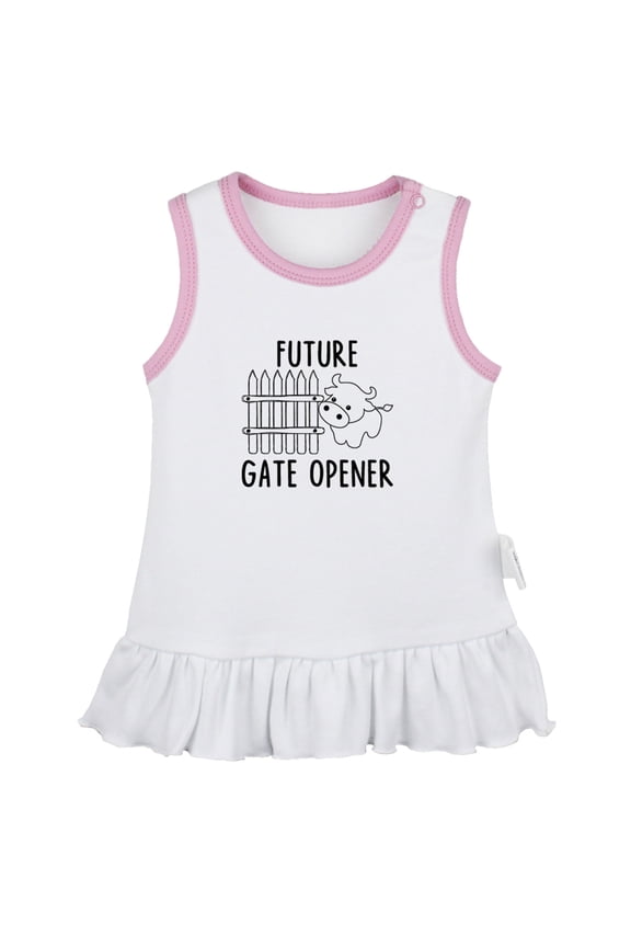 Future Gate Opener Funny Dresses For Baby, Newborn Babies Skirts, Infant Princess Dress, 0-24M Kids Graphic Clothes (White Sleeveless Dresses, 6-12 Months)