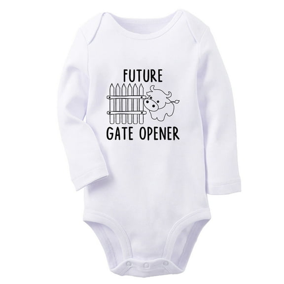 Future Gate Opener Funny Rompers, Newborn Baby Unisex Bodysuits, Infant Jumpsuits, Toddler 0-12 Months Kids Long Sleeves Oufits (White, 6-12 Months)