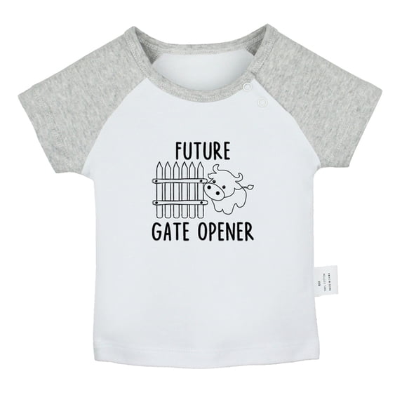 Future Gate Opener Funny T shirt For Baby, Newborn Babies T-shirts, Infant Tops, 0-24M Kids Graphic Tees Clothing (Short Gray Raglan T-shirt, 0-6 Months)