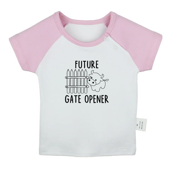 Future Gate Opener Funny T shirt For Baby, Newborn Babies T-shirts, Infant Tops, 0-24M Kids Graphic Tees Clothing (Short Pink Raglan T-shirt, 18-24 Months)