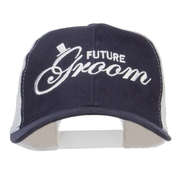 Future Groom Embroidered Cotton Trucker Cap - Navy White OSFM