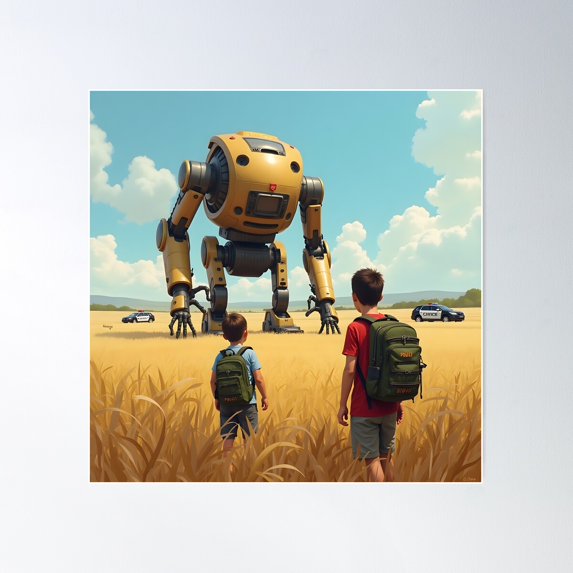 Future Harvest – Children'S Encounter With Farming Automation Poster Wall Art, Modern Wall Decor For Living Room Bedroom, 30x30 UNFRAMED