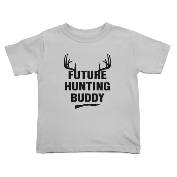 Future Hunting Buddy Cute Toddler T-Shirts for Boys Girls (Gray, Youth S)
