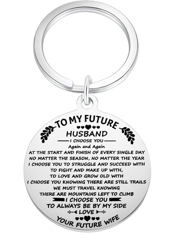 To My Future Husband Keychain Gifts for Him, Engagement Gift for Fiance, Romantic Keyring Gift for Valentines Day Wedding Anniversary Birthday Christmas from Wife