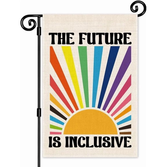 The Future is Inclusive Garden Flag, Double Sided Yard Outdoor Farmhouse Lawn Porch Decor Flag, Equality Diversity Flag, LGBTQ Flag, Pride Month Flag, Subtle Pride Ally Flag, Trans Rights Flag