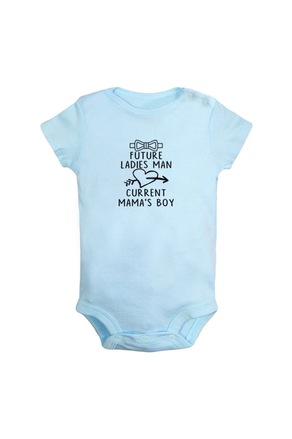 Future Ladies Man Current Mama's Boy Funny Rompers For Babies, Newborn Baby Unisex Bodysuits, Infant Jumpsuits, Toddler 0-24 Months Kids One-Piece Oufits (Blue, 6-12 Months)