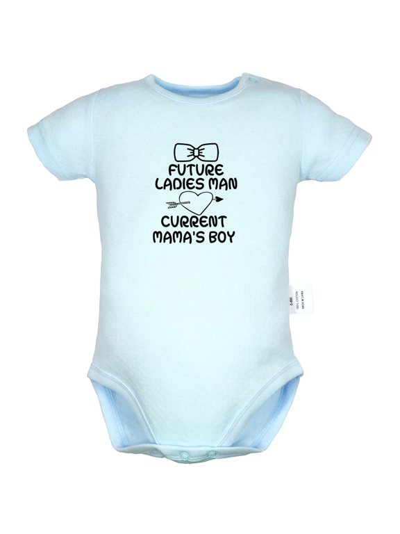 Future Ladies Man Current Mama's Boy Funny Rompers For Babies, Newborn Baby Unisex Bodysuits, Infant Jumpsuits, Toddler 0-24 Months Kids One-Piece Oufits (Blue, 0-6 Months)
