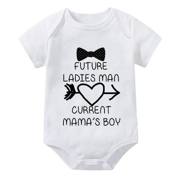Future Ladies Man Current Mama's Boy Neutral Onsies Short Sleeve Baby Boy Hospital Outfit Newborn White Baby Romper 6-9 Month