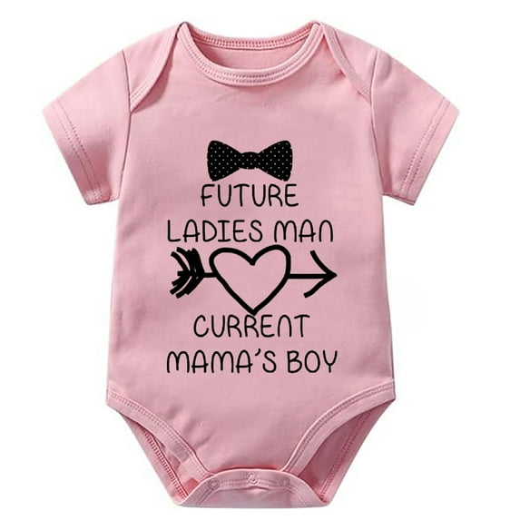 Future Ladies Man Current Mama's Boy Newborn Romper for Baby Girls Short Sleeve Home from Hospital Baby Boy Outfit White Boy