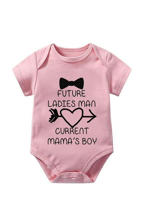 Future Ladies Man Current Mama's Boy Newborn Romper for Baby Girls Short Sleeve Home from Hospital Baby Boy Outfit White Boy