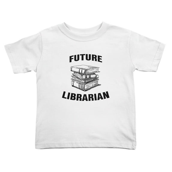 Future Librarian Funny Toddler T-Shirts for Boys Girls (White, 4T)