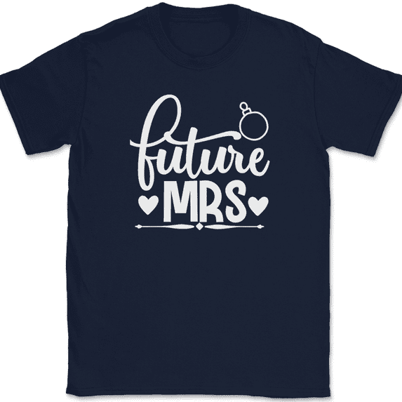 Future MRS Christmas Bride T-Shirt Marriage Married Groom Family Gift Tee - Navy, M