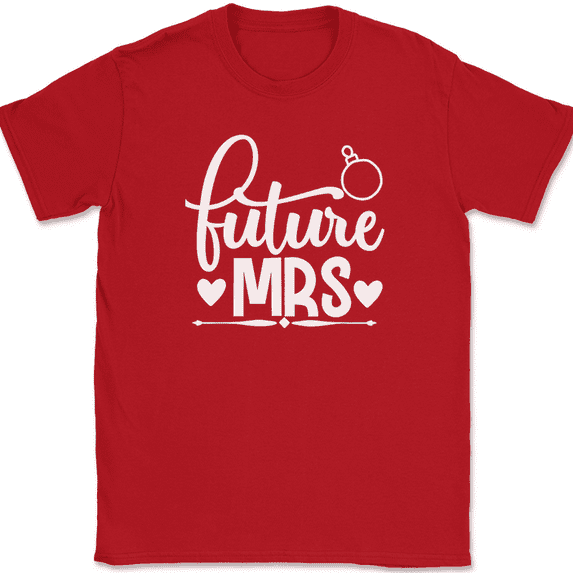 Future MRS Christmas Bride T-Shirt Marriage Married Groom Family Gift Tee - Red, M