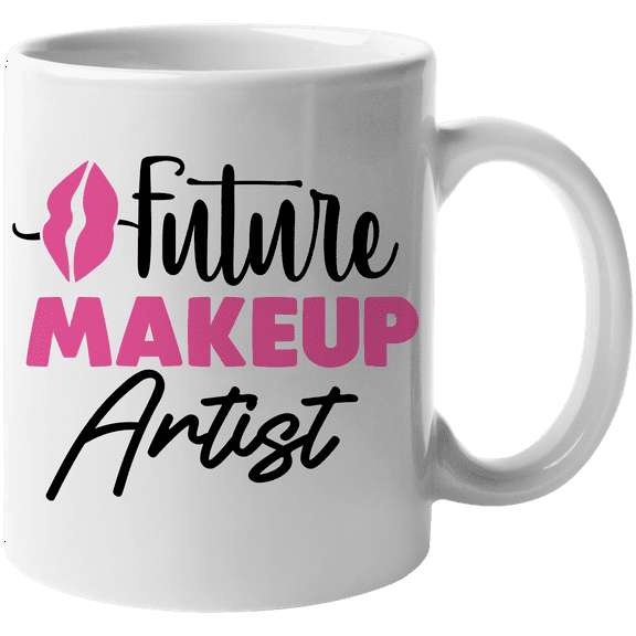 Future Makeup Artist with Pink Lips Design - Beauty Themed Merch for Makeup Artist or Cosmetologist, Gift for Makeup Lovers & Beauticians, White Mug 11oz