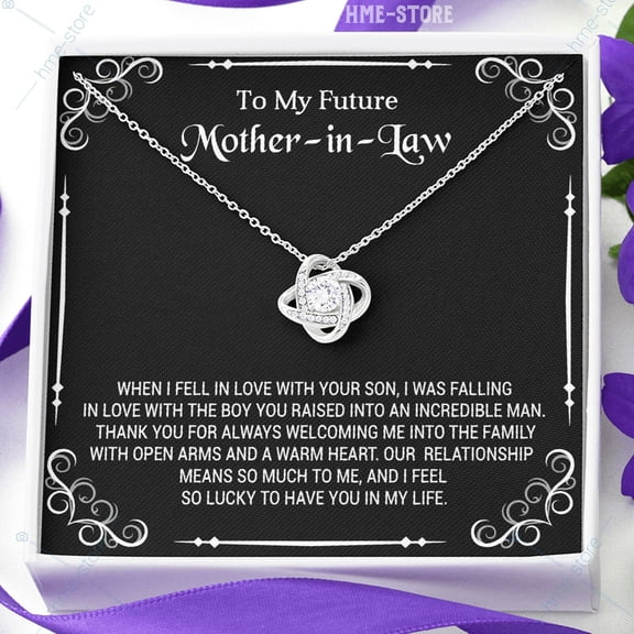To My Future Mom-In-Law Knot Thank You For Mother In Law Necklace, A Meaningful Necklace Perfect For Anniversaries, Birthdays, Valentine V7705, White Love Knot Necklace