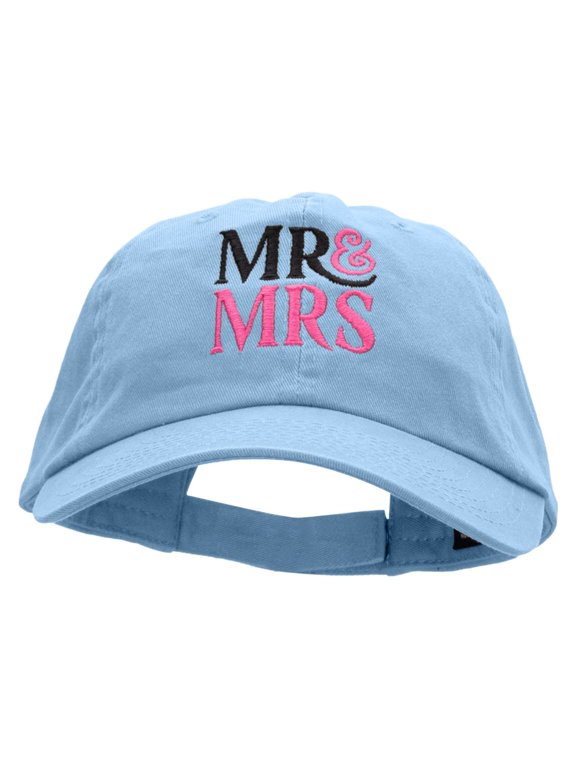 Future Mr And Mrs Embroidered Low Profile Dyed Cotton Twill Cap - Sky Blue OSFM