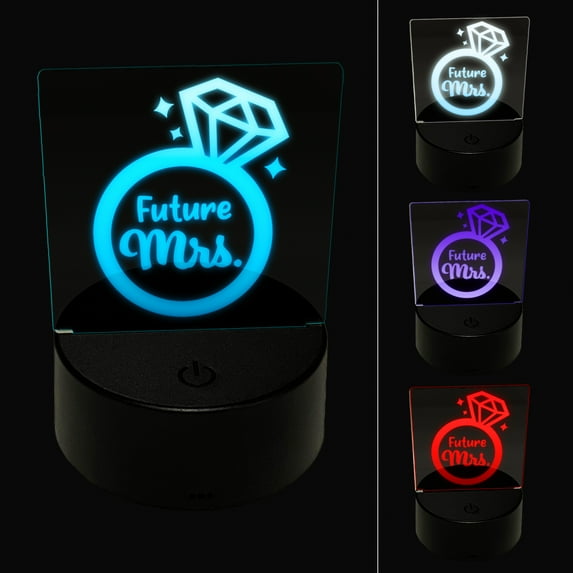 Future Mrs. Engagement Ring Wedding LED Night Light Sign 3D Illusion Desk Nightstand Lamp