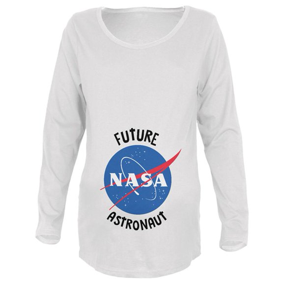 Future NASA Space Astronaut Maternity Soft Long Sleeve T Shirt White MD