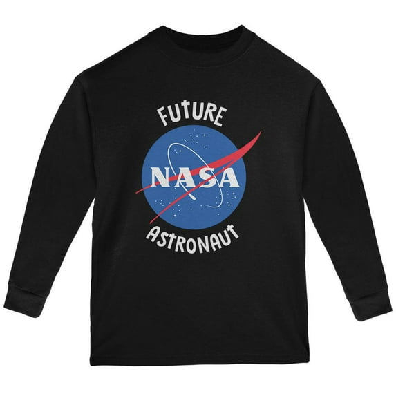 Future NASA Space Astronaut Youth Long Sleeve T Shirt Black YLG