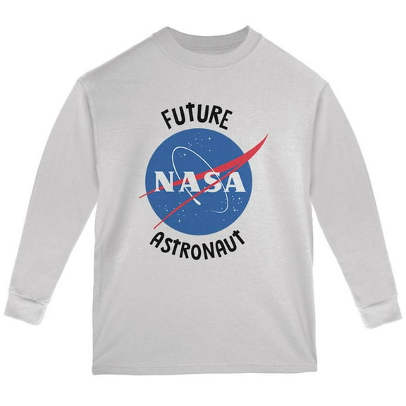Future NASA Space Astronaut Youth Long Sleeve T Shirt White YSM