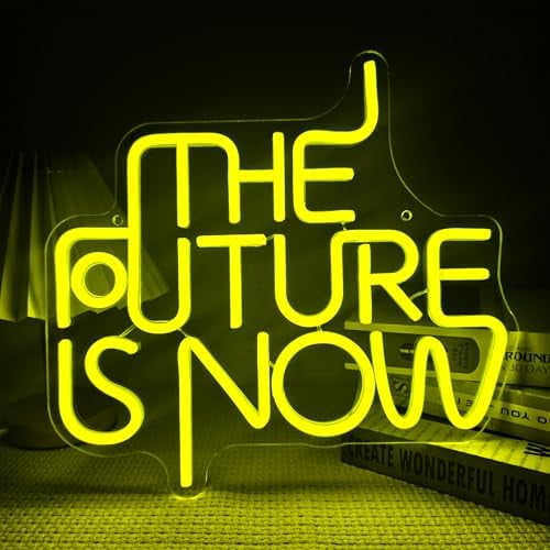 The Future is Now Neon LED Sign Letters Neon Light for Wall Decor, Yellow Neon Light Sign With USB Powered for Bedroom, Home, Bar, Living Room, Office Future Night Light$$Tools & Hardware Other